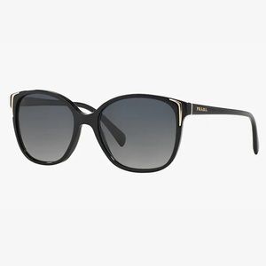 PRADA PR 01OS Conceptual Cat Eye Polarized Sunglasses in Black with Case